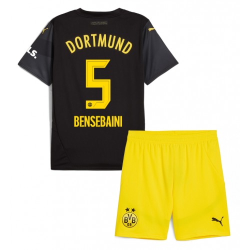 Dětský fotbalový dres Borussia Dortmund Ramy Bensebaini #5 2024-25 Venkovní Krátký Rukáv (+ trenýrky)